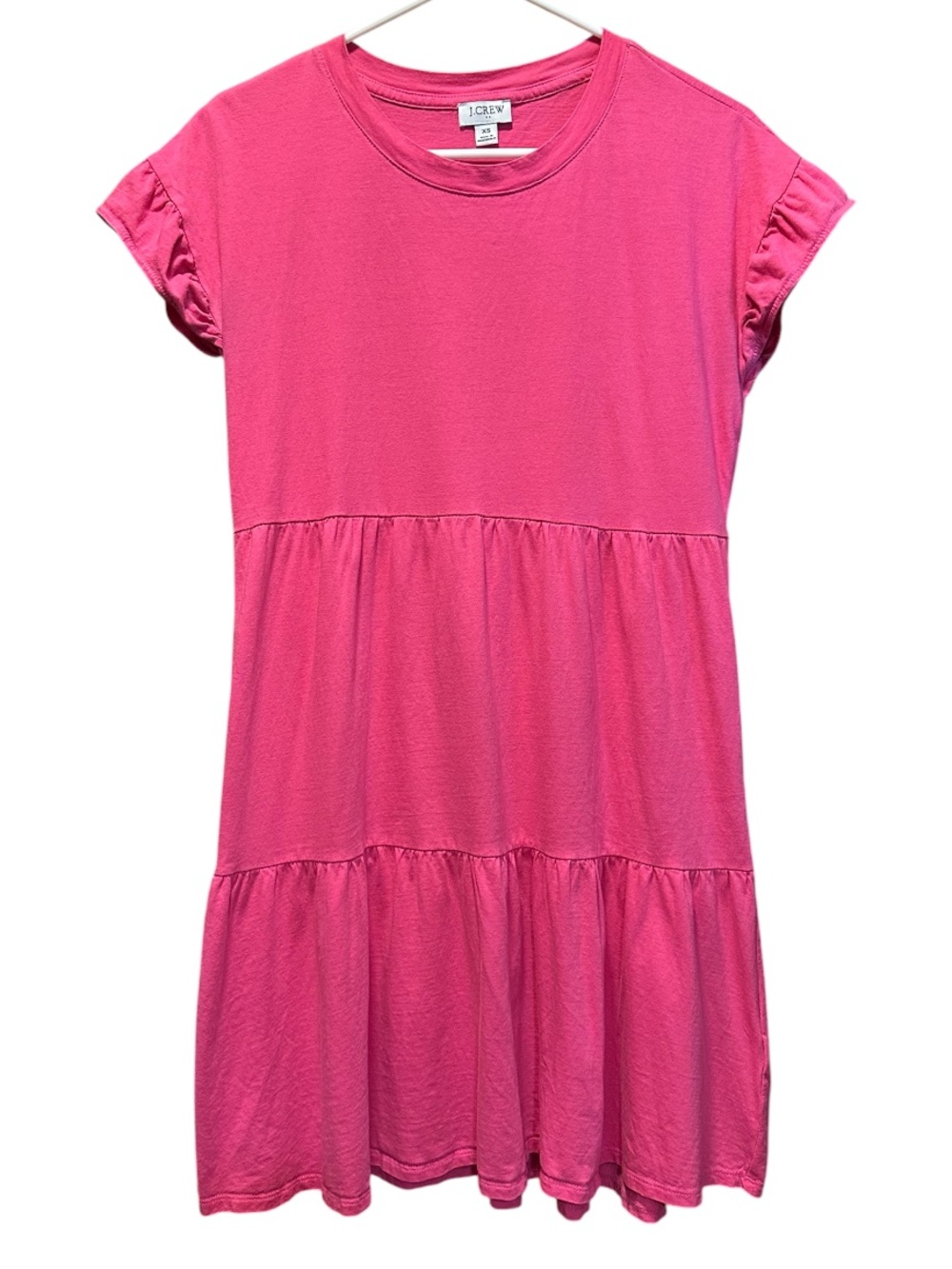 J. Crew Pink Tiered Short-Sleeve Dress